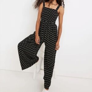 MADEWELL Tank Wide-Leg Jumpsuit in Polka Dot Black & White With Pockets Size 00